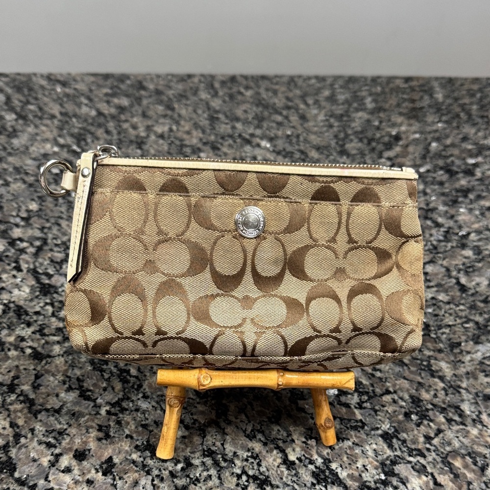 Coach Tan Signature Wristlet